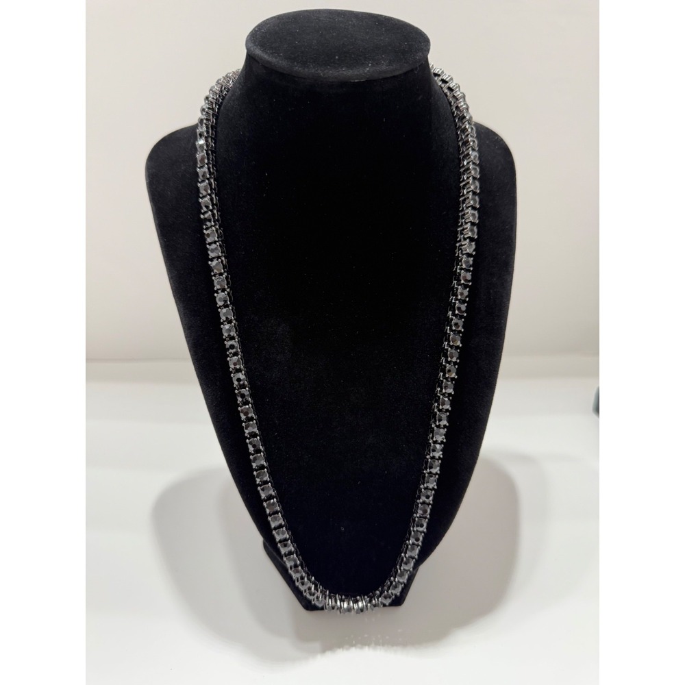 blk box tennis chain necklace iced out vvscz stones over stainless 24inch 5.5mm